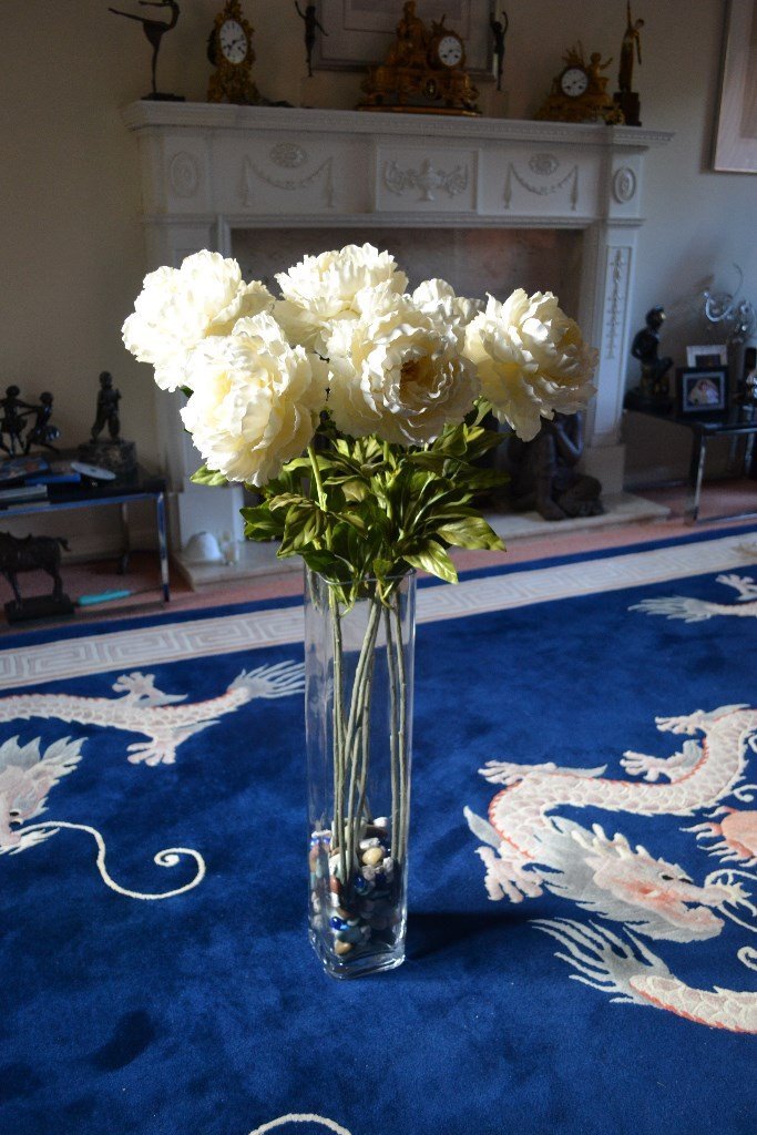 Tall glass vase with artificial flowers in West Wickham, London Gumtree