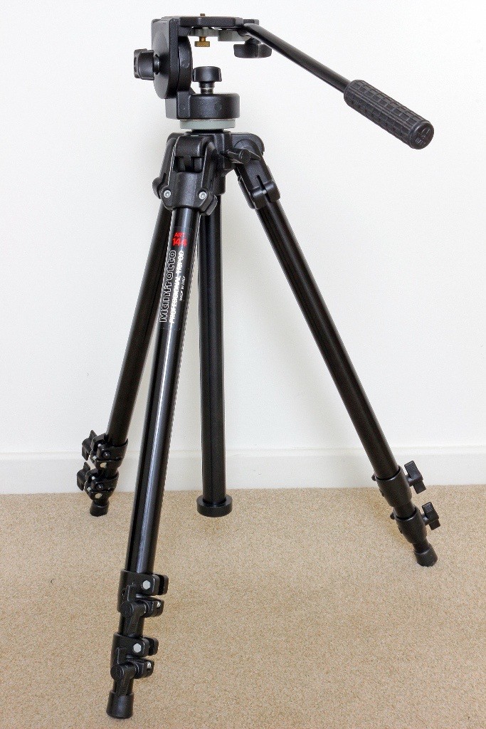 Manfrotto 144B tripod with 128LP fluid video head, in excellent