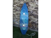 surfboard wall or ceiling light mermaid glitter design hand made in cormwall