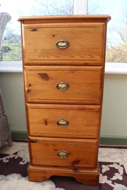 Antique Pine 4 Drawer Tall Boy Chest Of Drawers In Bideford Devon