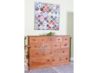 DELIVERY OPTIONS - LARGE SECOND HAND PINE MERCHANTS CHEST OF 14 DRAWERS WAXED