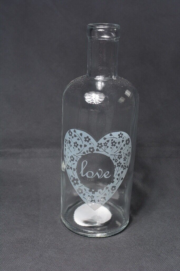Clear Glass Love Bottle Vase Tesco Perfect for Flowers or as Water Jug in Swansea $ 86 JPG
