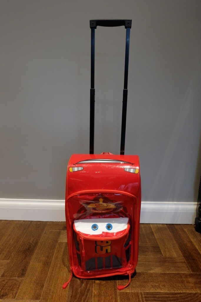 Disney Cars Rolling Luggage Case Lightning McQueen Kids Boys Bag Travel