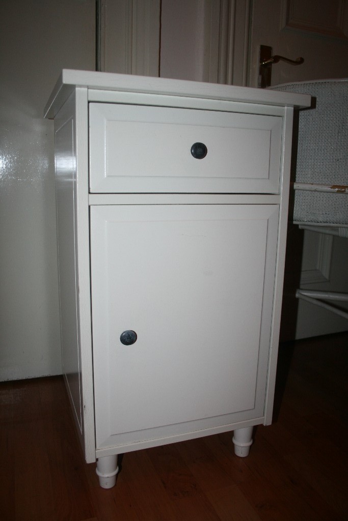 IKEA White Bedside Table Cupboard Drawer Home House Bedroom Living Room