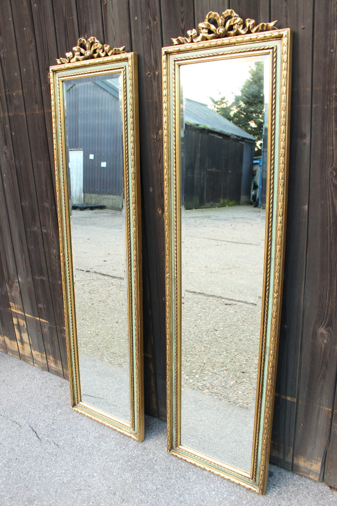 Pair of Antique style Tall Slim Bevelled Narrow Mirrors wall mirror in Upminster, London