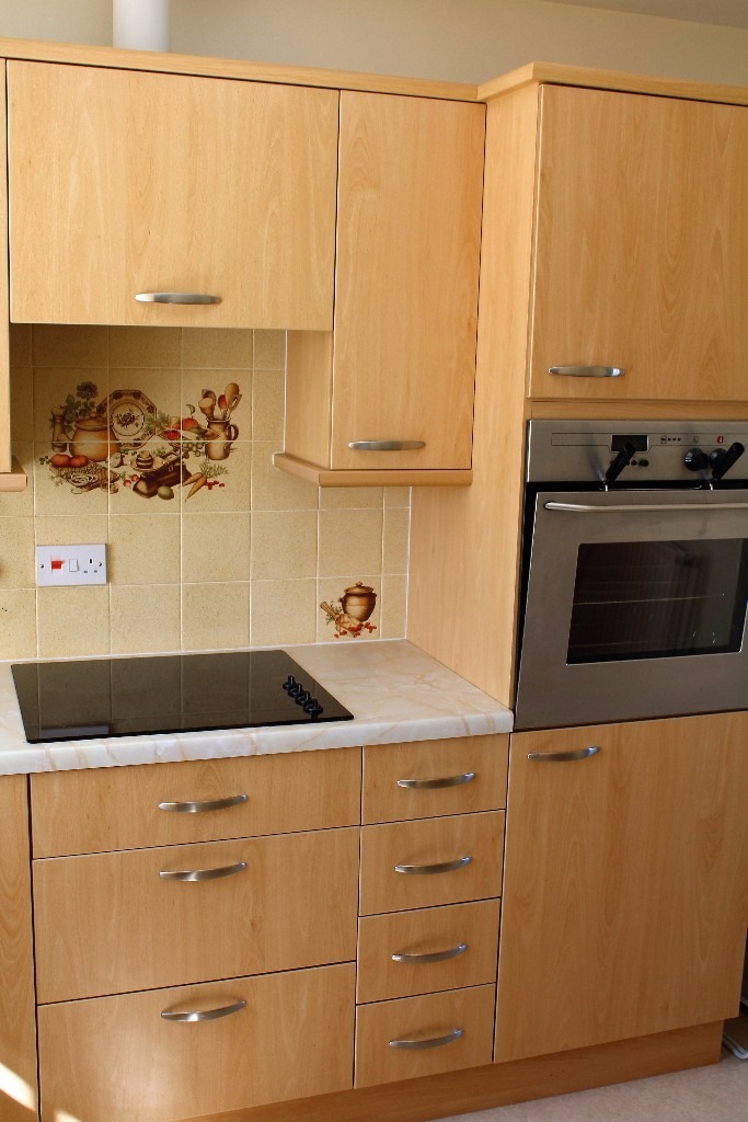 Beech wood finish Kitchen units complete with Neff Oven, hob and cooker ...