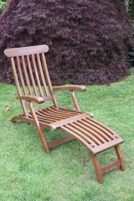 Solid Teak Reclining Garden Chair Including Cushion Second Hand