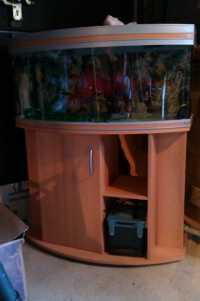 Preowned tropical fish aquarium with accessories in