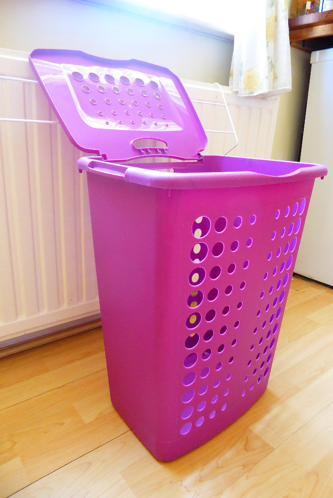 Light, compact, roomy plastic laundry basketpurple in Exeter, Devon