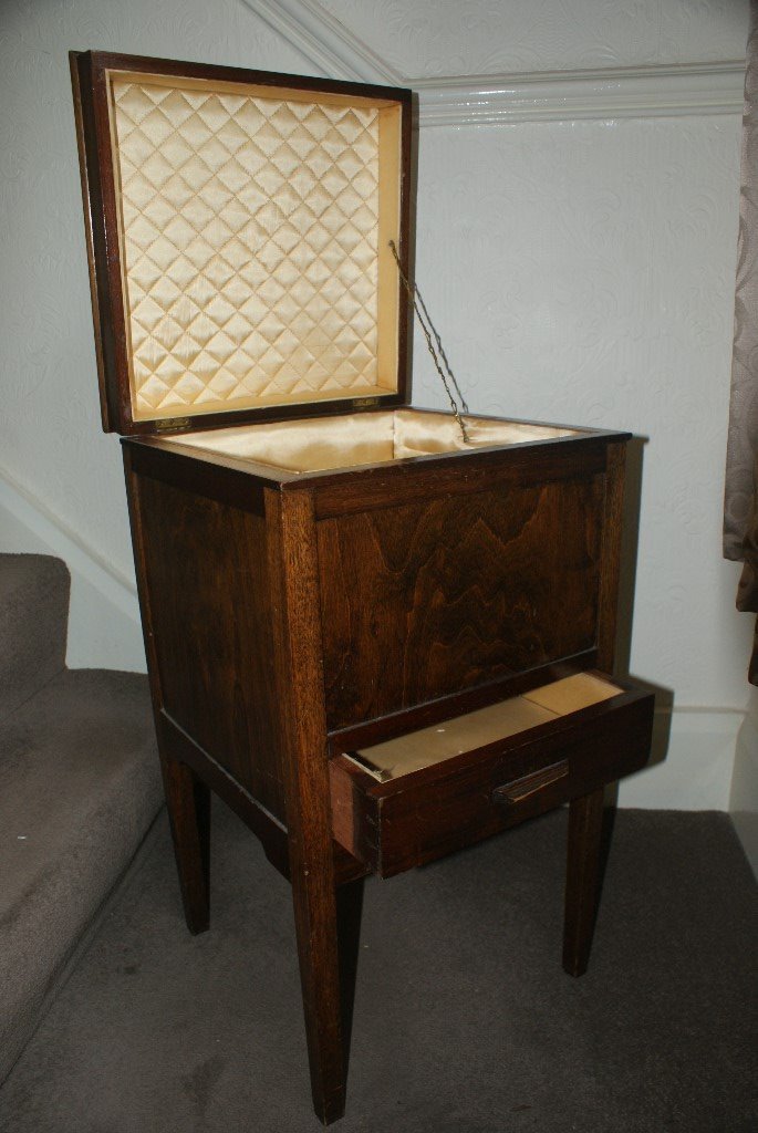 Vintage Sewing Box Table in dark walnut in Grimsby, Lincolnshire