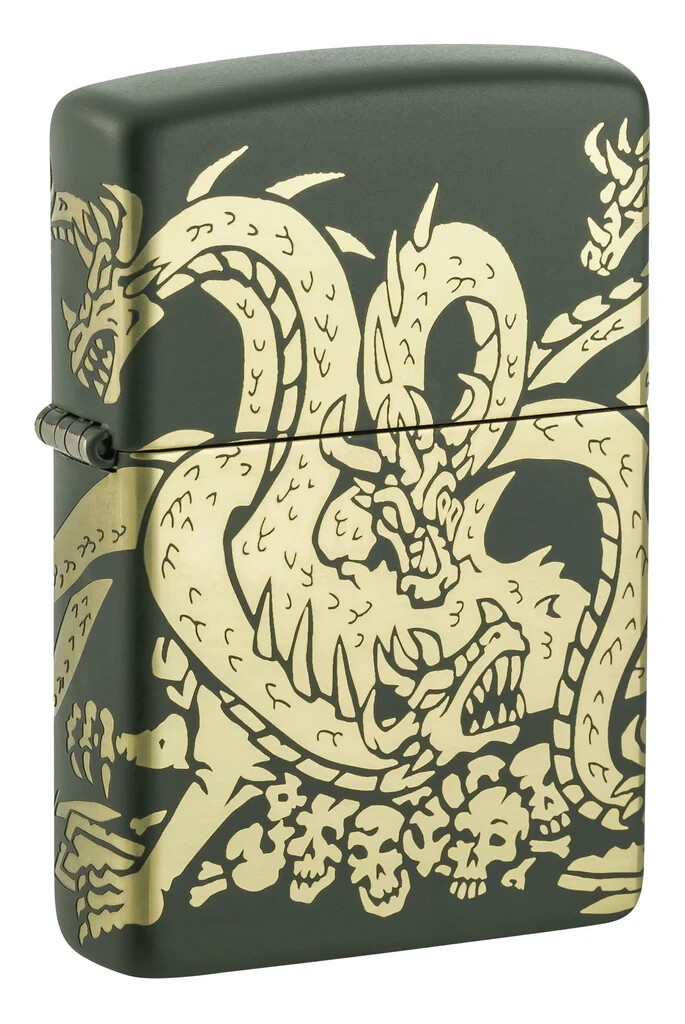 Zippo 48907, Zippo Dragon, 360 Laser Green Matte Зажигалка, НОВАЯ