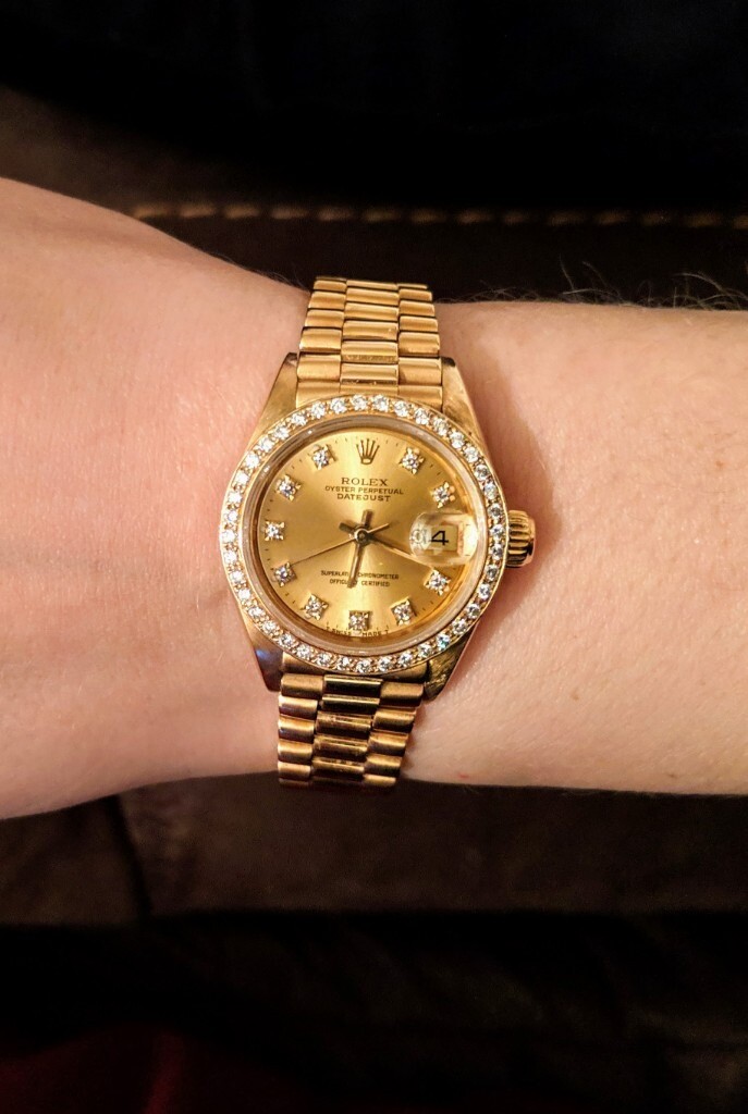 Ladies rolex watch datejust 69178 diamond 26mm date 18ct all gold