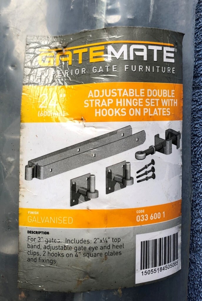 Gatemate Field Gate Adjustable Double Strap Hinge Set With Hooks On
