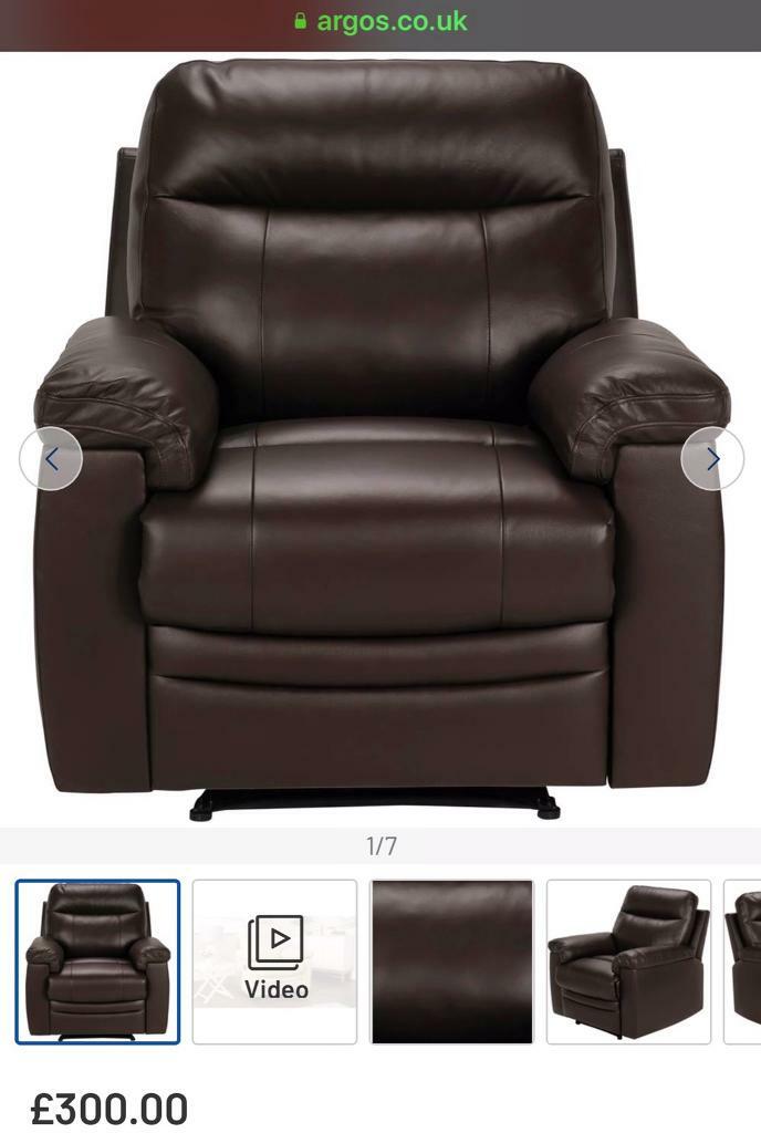 LEATHER BROWN RECLINER CHAIR FROM ARGOS NEW WITH TAGS in Ipswich