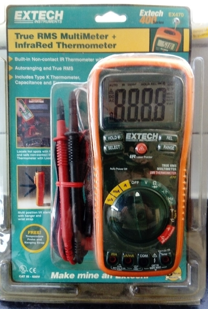 Extech EX470 True RMS Multimeter and Infrared Thermometer with