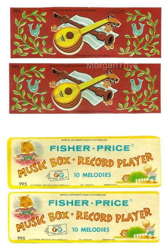 VINTAGE FISHER-PRICE 995 MUSIC BOX RECORD PLAYER REPLACEMENT LITHOS - STICKERS