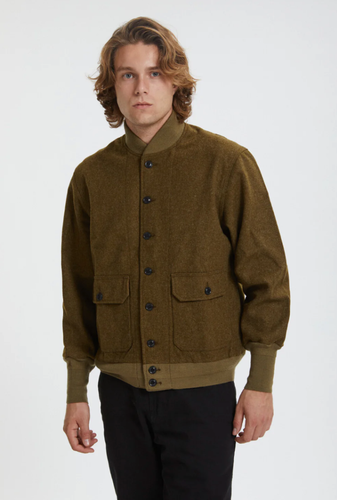 Pre-owned Filson Ccc Wool Bomber Jacket L Red Black Buffalo Plaid Button Up Msrp $395