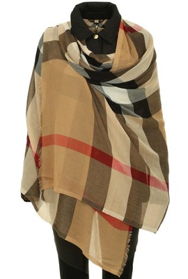 NEW BURBERRY LUXURY MODAL SILK CASHMERE CAMEL MEGA CHECK SCARF WRAP SHAWL