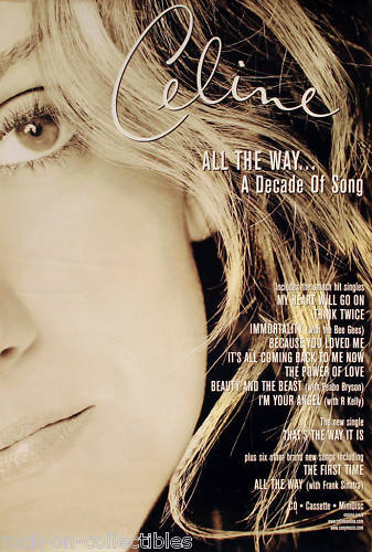Celine Dion 1999 All The Way Black & White Original Promo Poster 