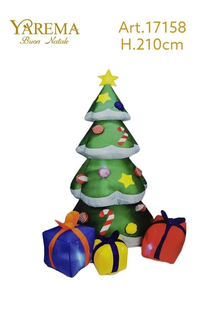 Gonfiabile Albero Di Natale Altezza 210 cm con Luci LED Natalizie Esterno bal