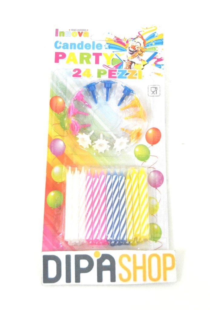 Set 24 Candele Candeline Party Festa Compleanno Colorate moc