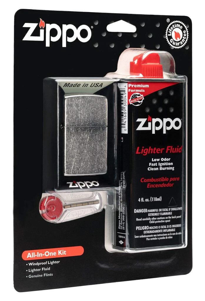 Zippo 24651, Универсальный подарочный набор Zippo, Зажигалка, жидкость для зажигалок и кремни, НОВЫЙ