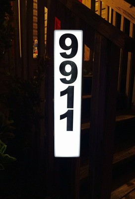 Solar Lighted Address Sign - Bright Custom House Plaque to help Emergency