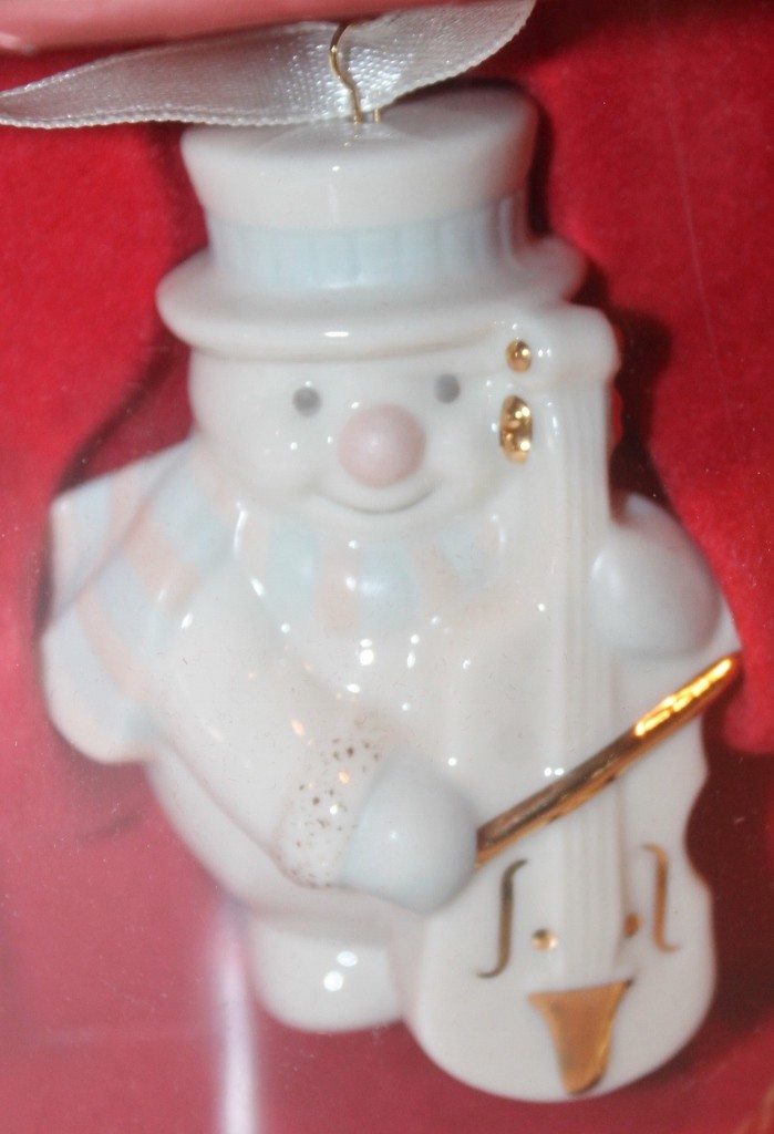 Set Of 5 Lenox Ornaments - Snowman - Stand - 2 1/2