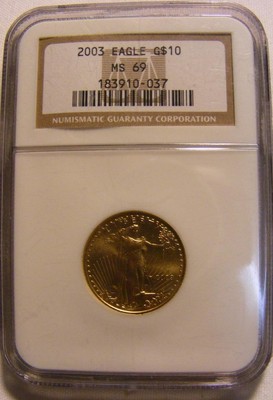 2003 1/4 Ounce Gold Eagle $10  NGC MS 69