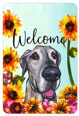 Great Dane Aluminum Indoor/Outdoor Sunflowers Welcome Sign