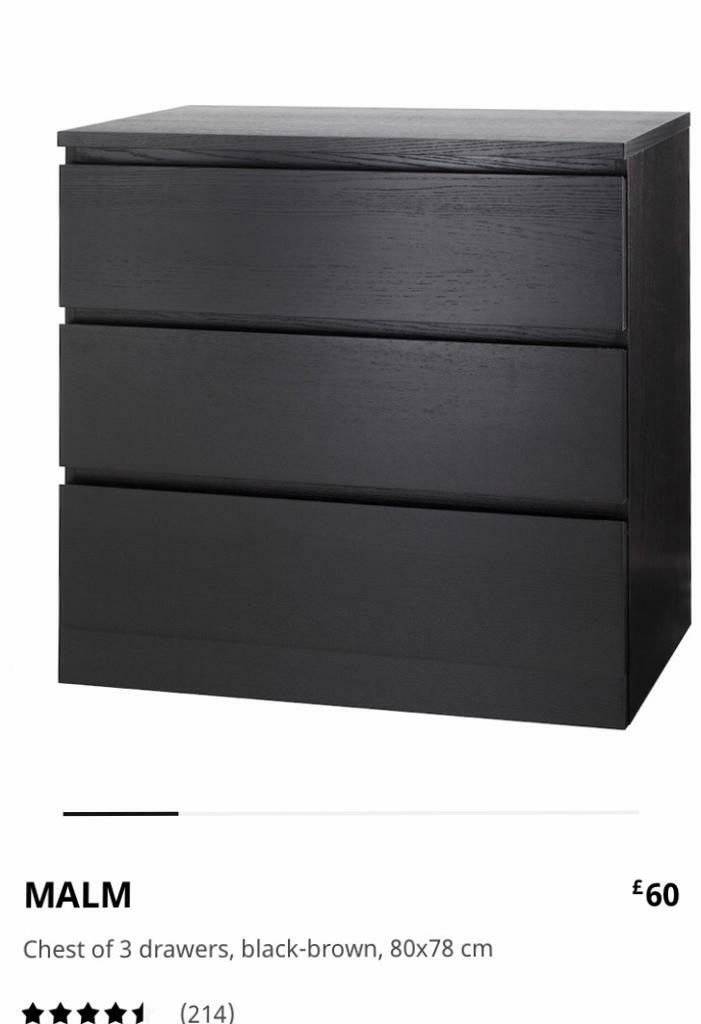 MALM chest of 3 drawers used in Southampton, Hampshire Gumtree