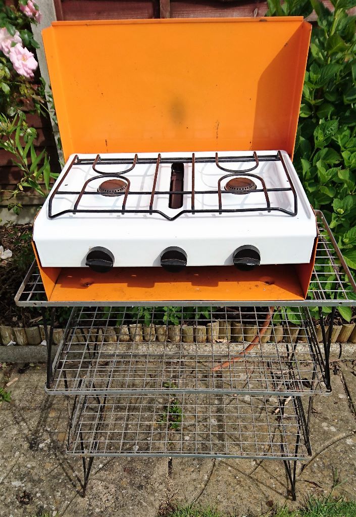 Camping Gas Stove And Grill With Stand Hob Cooker Vintage Caravan Tent