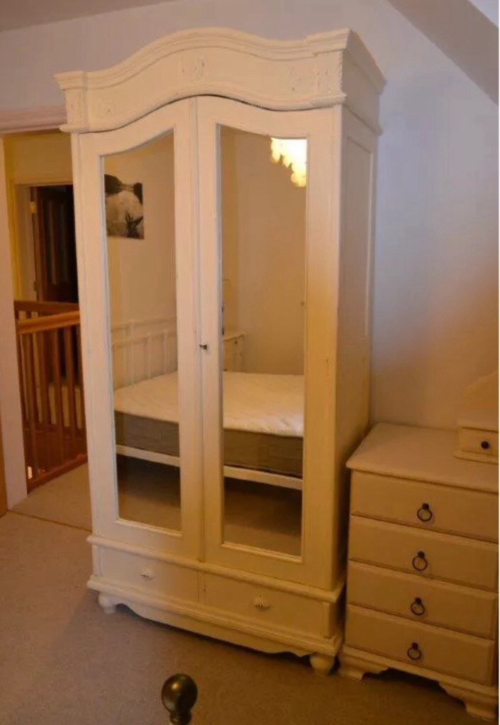 Beautiful French Charroux Style Armoire Wardrobe With Mirrored