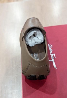 Pre-owned Ferragamo $790 Mens Salvatore  Embossed Gancini Leather Loafers Walnut 11 D In Brown