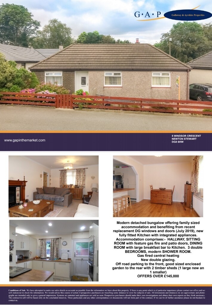 3 Bedroom Bungalow for sale, Newton Stewart, Wigtownshire in Newton
