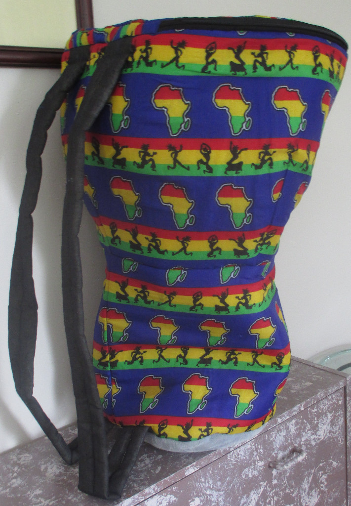 Large 16 Inch Head Djembe Drum Bag African Rasta Fabric Padded Backpack
