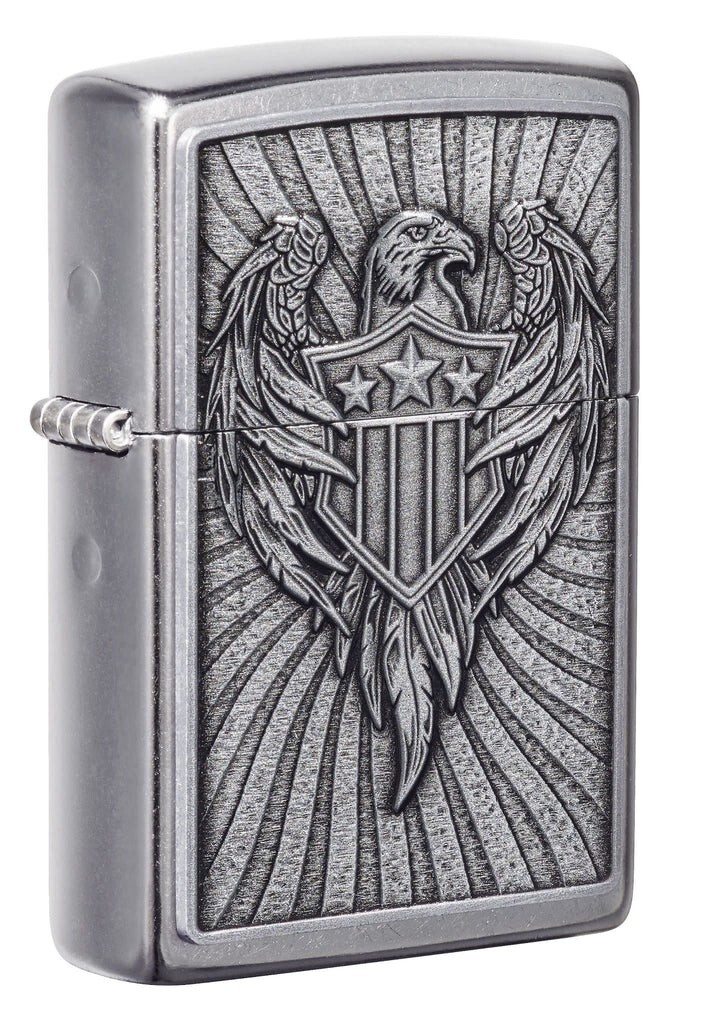 Zippo 49450, дизайн эмблемы белоголового орлана и герба, уличная хромированная зажигалка