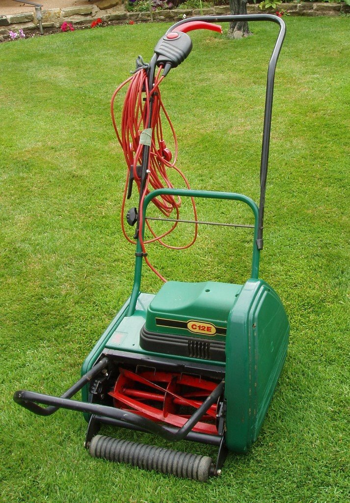 Lawnmower. Webb C12E electric cylinder mower in Market Weighton