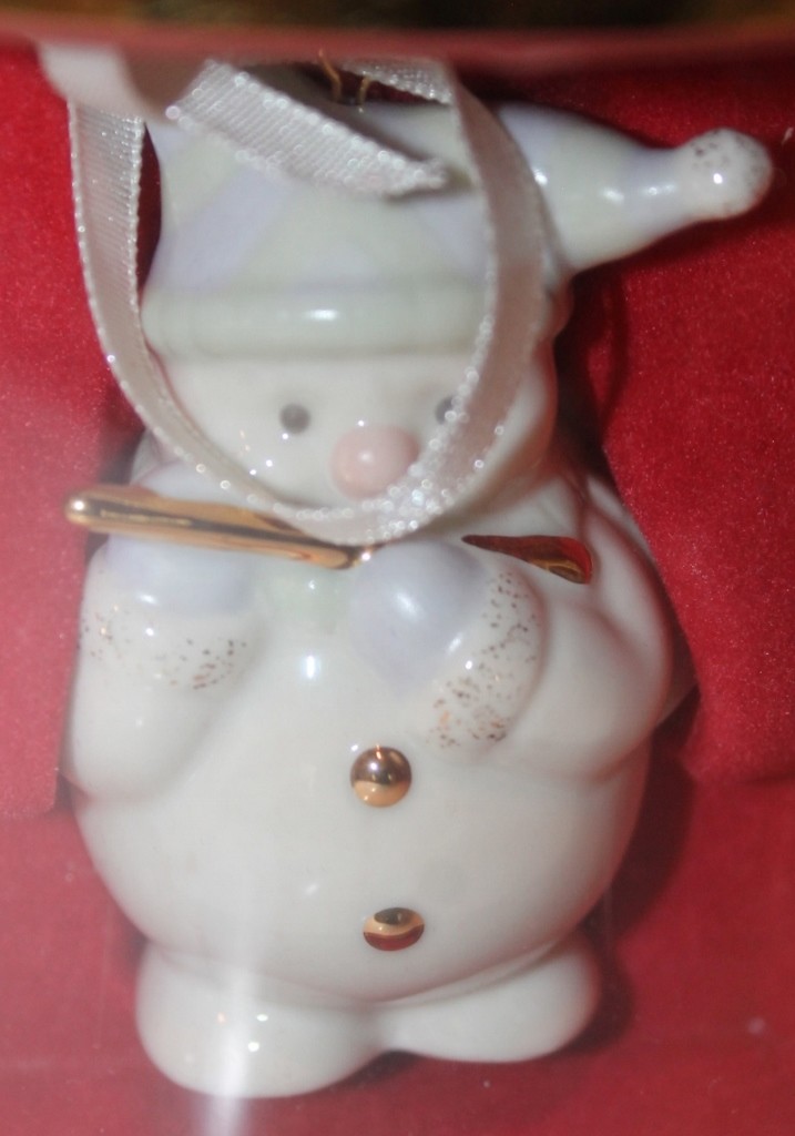 Set Of 5 Lenox Ornaments - Snowman - Stand - 2 1/2