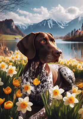 German Shorthair Pointer Springtime Flag
