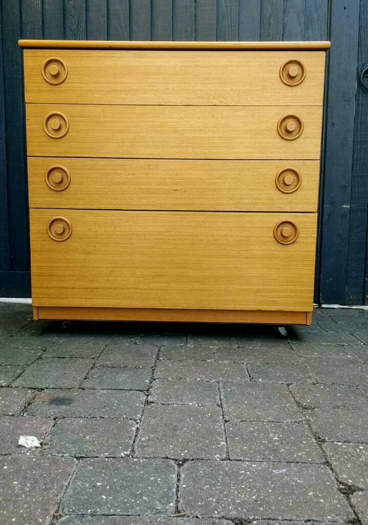 Vintage Retro Mid Century Schreiber chest of drawers In Tola Teak Delivery Available in