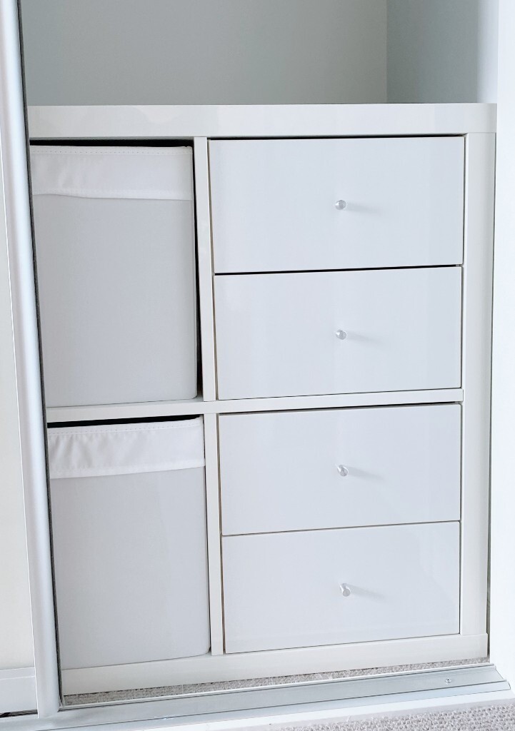 IKEA KALLAX Shelving unit white highgloss with drawers SET x 2 in