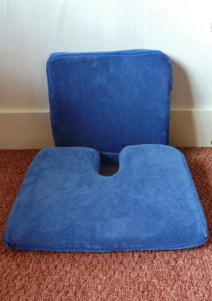 Blue Adult Car Seat Booster and Lumbar Back Support Cushion with Memory