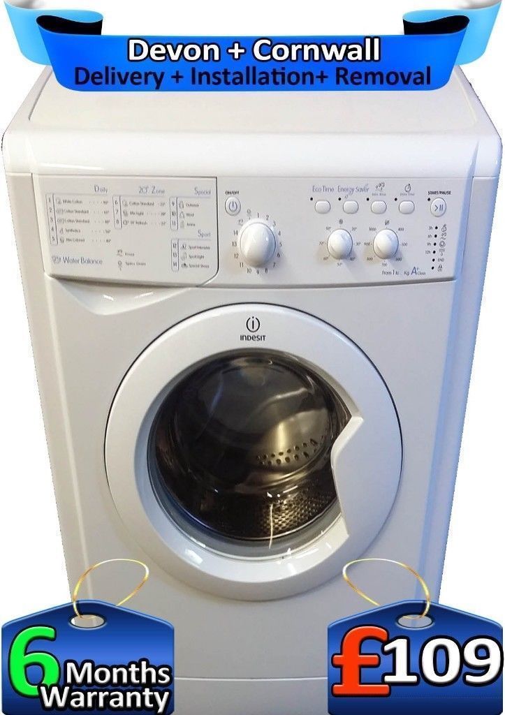 1000 Spin, Indesit Washing Machine, 5kg Drum, Quick Wash, Factory Refurbished inc 6 Months