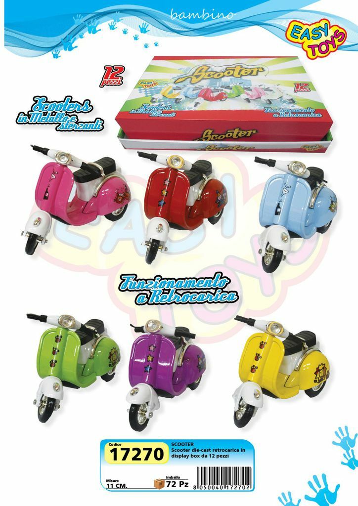 Set 12 Pezzi Scooter In Metallo E Sterzanti Retrocarica Giocattolo Bambini sar