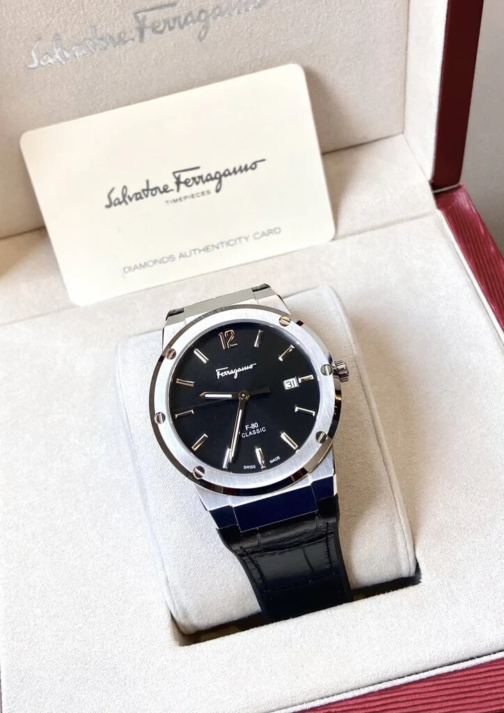 Pre-owned Ferragamo Salvatore  Watch Sfdt00219 F-80 Crocodile Pattern 41mm