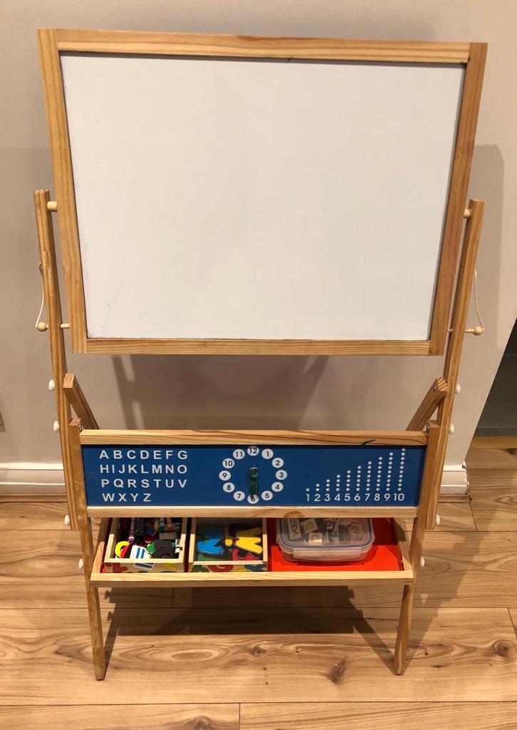 Kiddies Whiteboard & Chalkboard Easel, Abacus & Educational Board Toy