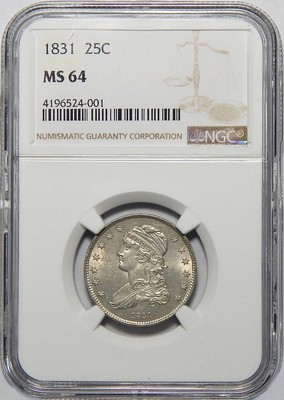 1831 NGC MS64 SMALL LETTERS CAPPED BUST QUARTER