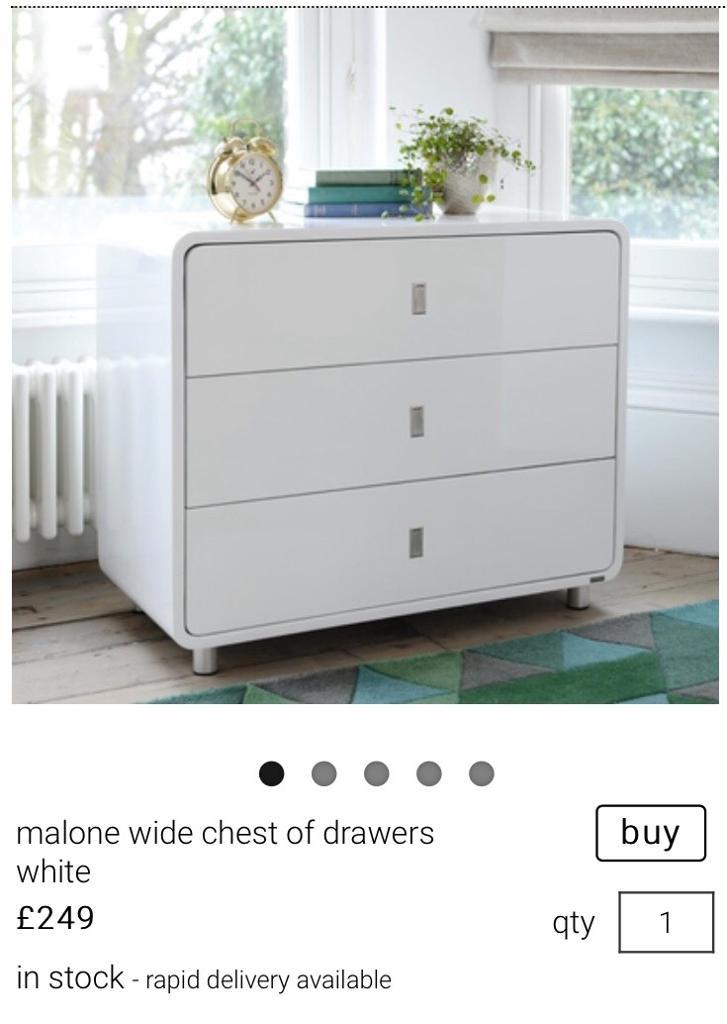 Dwell malone wide chest of drawers white in Bexley, London Gumtree
