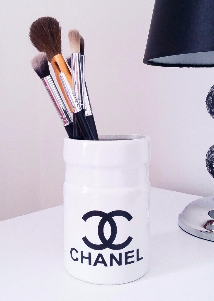 White Makeup Brush Pot Mugeek Vidalondon